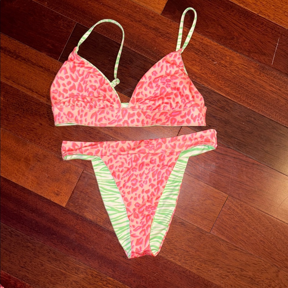 Billabong Green and Pink Zebra Bikini - Picture 4 of 4